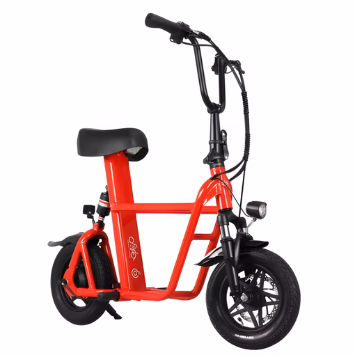 Fiido Q1s e-scooter parked on a city street, showing design and branding.