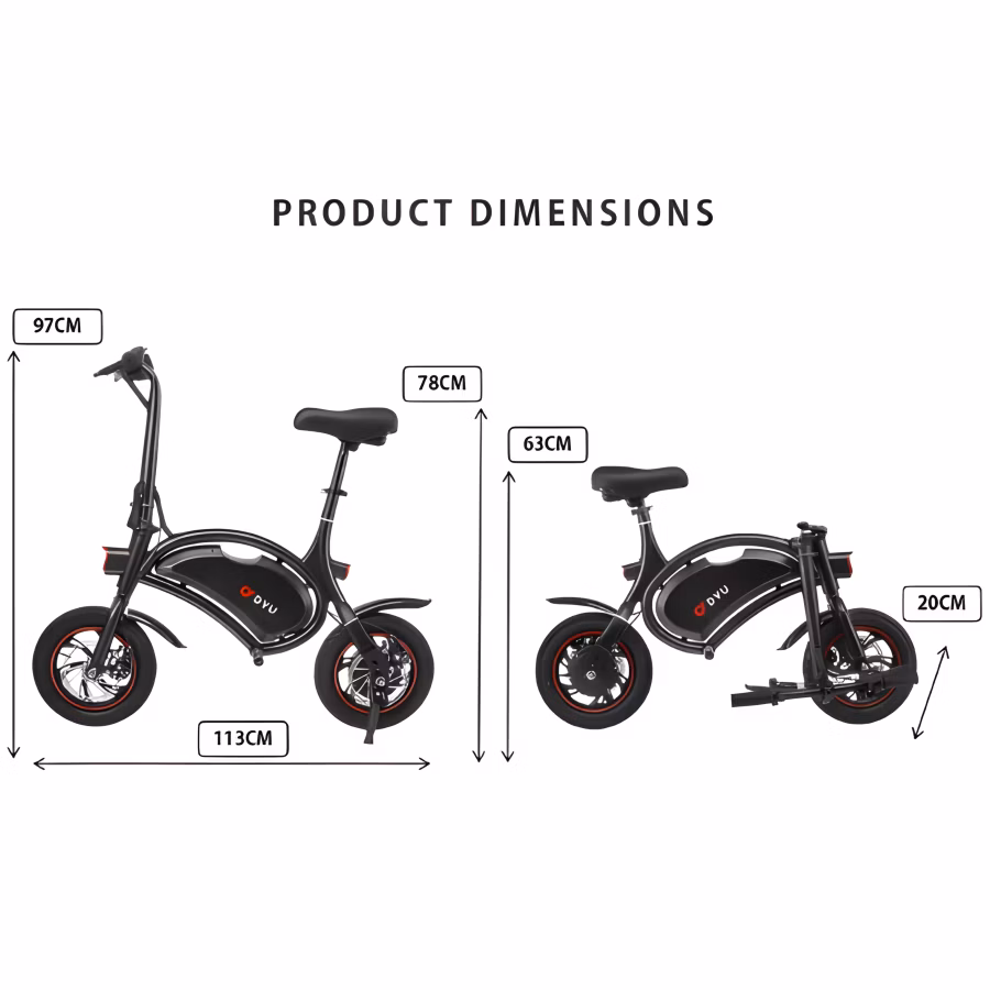 DYU D1F Electric Scooter - Dimensions