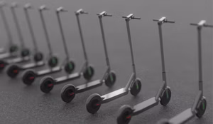 Close-up of an aluminium alloy e-scooter chassis showcasing its design.