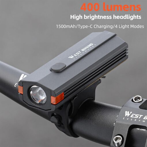 West Biking 400 Lumens Rechargeable Light - Installed